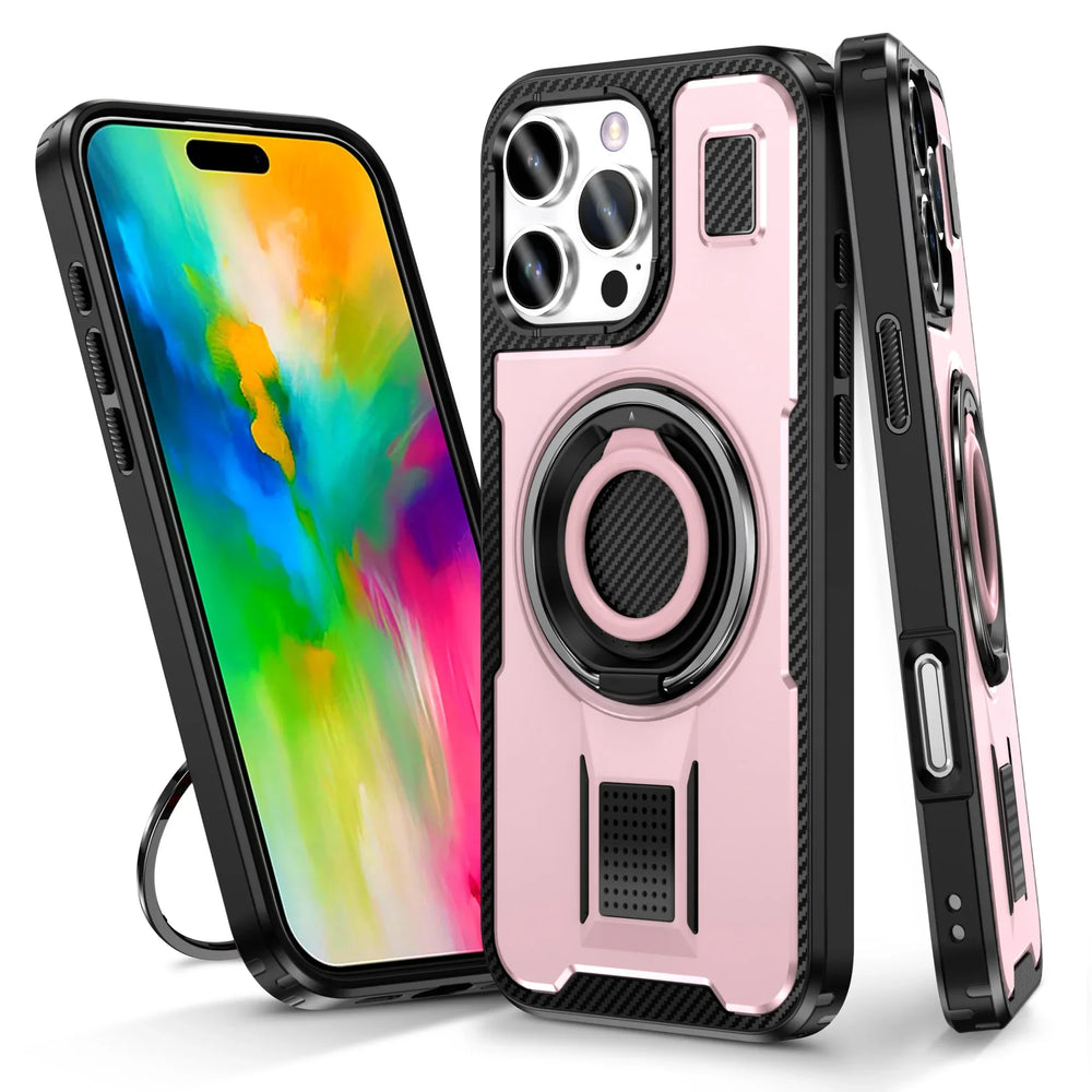 Shockproof Ring Holder Carbon Fiber Case For iPhone