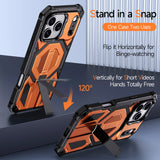 Magnetic Metal Stand Armor Case For iPhone