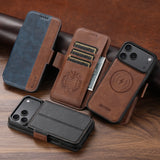Leather Magnetic Flip Card Holder Case For iPhone