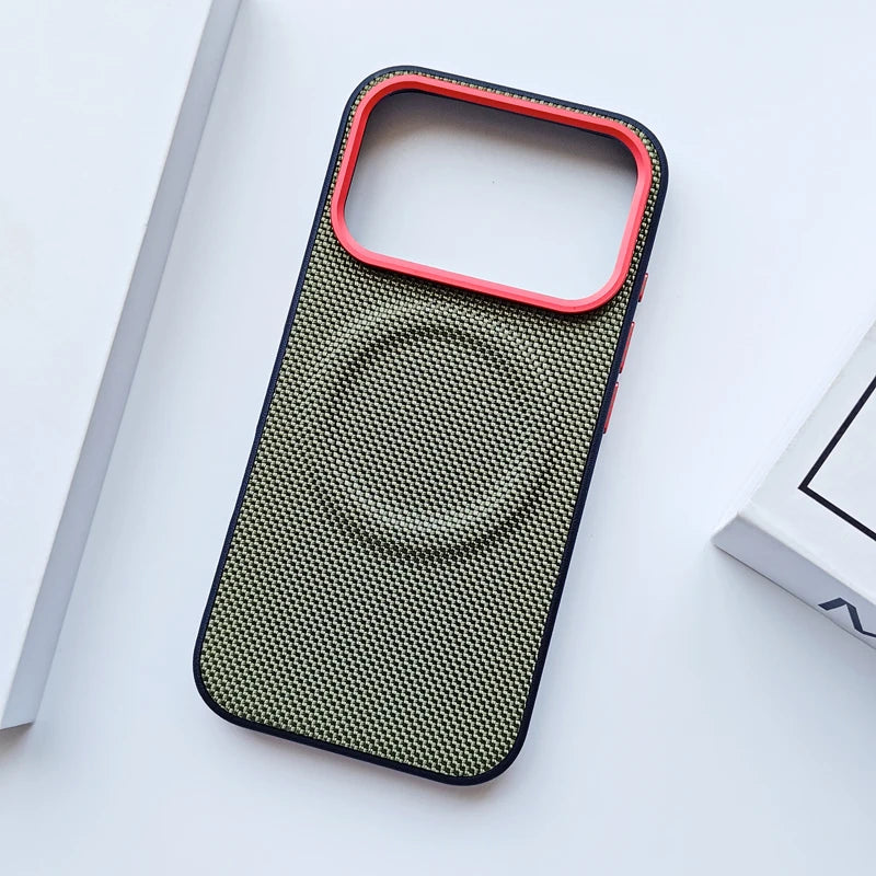Magnetic Woven Leather Back Anti-Fingerprint Case for iPhone