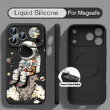 Magnetic Liquid Silicone Cartoon Astronaut Case For iPhone