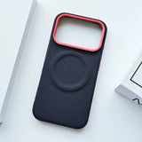 Magnetic Woven Leather Back Anti-Fingerprint Case for iPhone