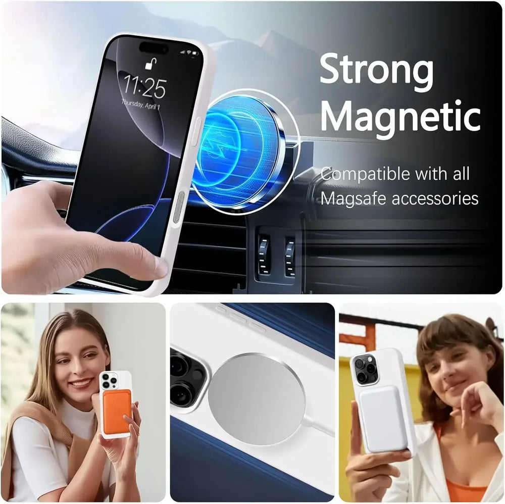 Long Crossbody Strap Magnetic Liquid Silicone Case For iPhone