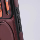 Magnetic Ring Stand PU Leather Shockproof Case For iPhone