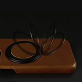Genuine Leather Magnetic Ring Stand Bracket Case For iPhone