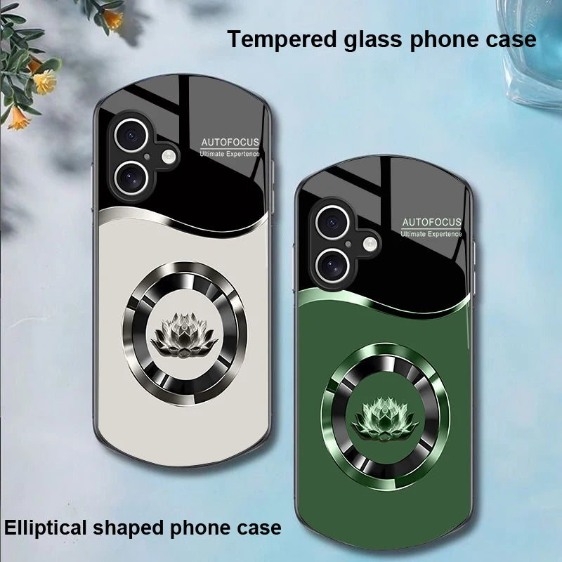 Circle Lotus Shaped Tempered Glass Case For iPhone