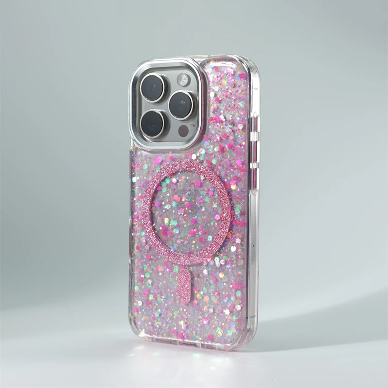 Trendy Glitter Foils Shockproof Magnetic Case For iPhone