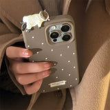 Cute 3D Cat Decorative Polka Dot Case for iPhone