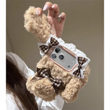 Cute Bowknot Bunny Fur Case For iPhone