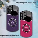 Circle Lotus Shaped Tempered Glass Case For iPhone