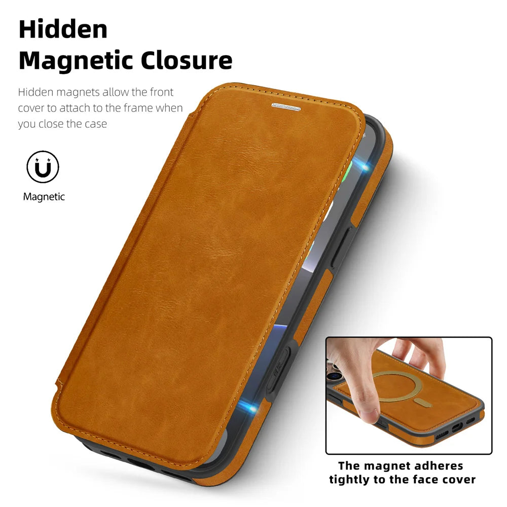 Magnetic Flip Leather Wallet Magnet Phone Case For iPhone