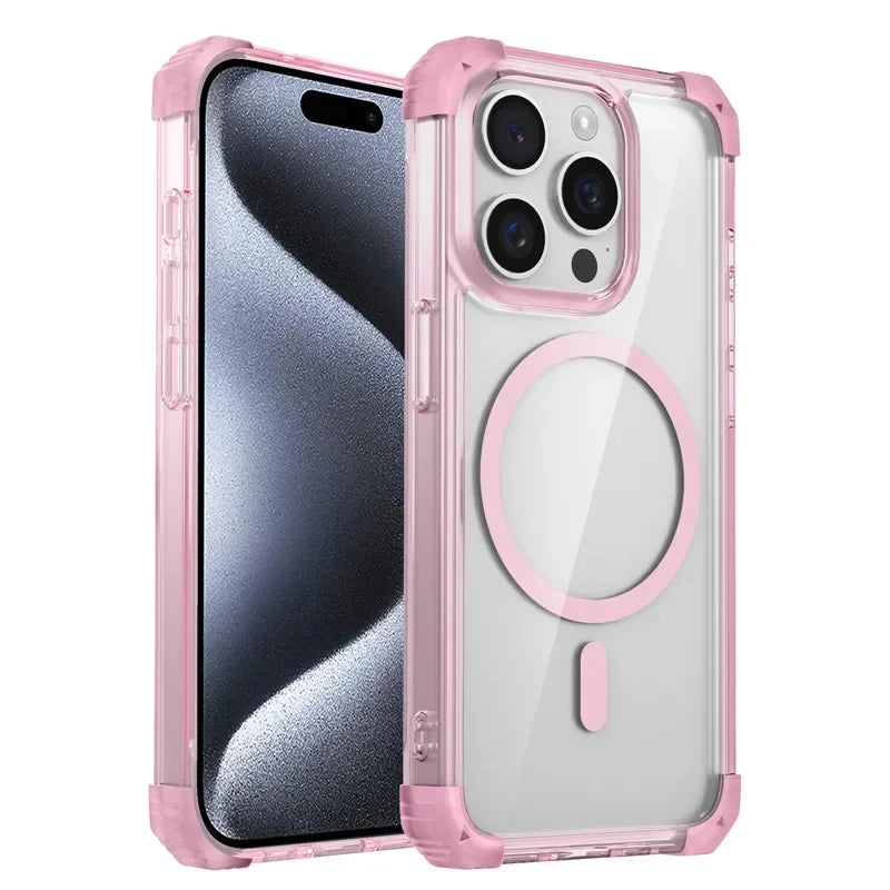 Armor Shockproof Magnetic Transparent Case For iPhone
