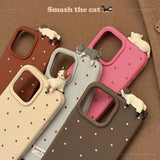 Cute 3D Cat Decorative Polka Dot Case for iPhone