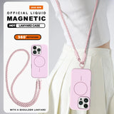 Long Crossbody Strap Magnetic Liquid Silicone Case For iPhone