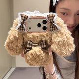 Cute Bowknot Bunny Fur Case For iPhone
