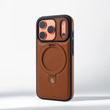 Magnetic Ring Stand PU Leather Shockproof Case For iPhone