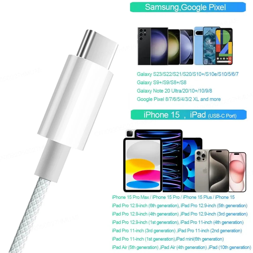 Original 60W PD USB-C to USB C Fast Charging Cable For iPhone