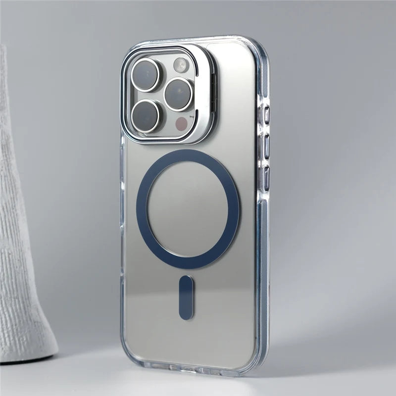Luxury Camera Lens Holder Transparent Magnetic Case For iPhone