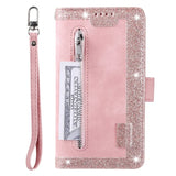 Luxury Leather Glitter Powder Wallet Case for iPhone