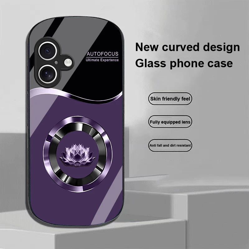 Circle Lotus Shaped Tempered Glass Case For iPhone