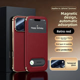 Genuine Leather Plating Smart View Window Case for iPhone