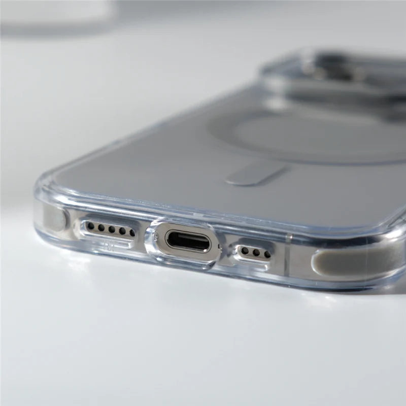 Luxury Camera Lens Holder Transparent Magnetic Case For iPhone