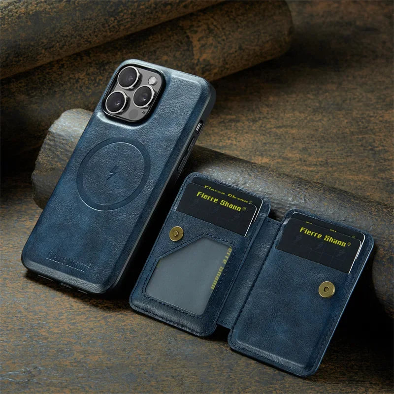 Magnetic Leather Wallet Case for iPhone