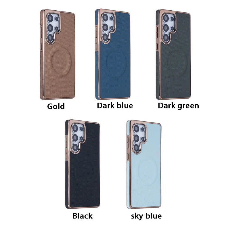 Leather Plating Soft Edge Magnetic Case for Samsung