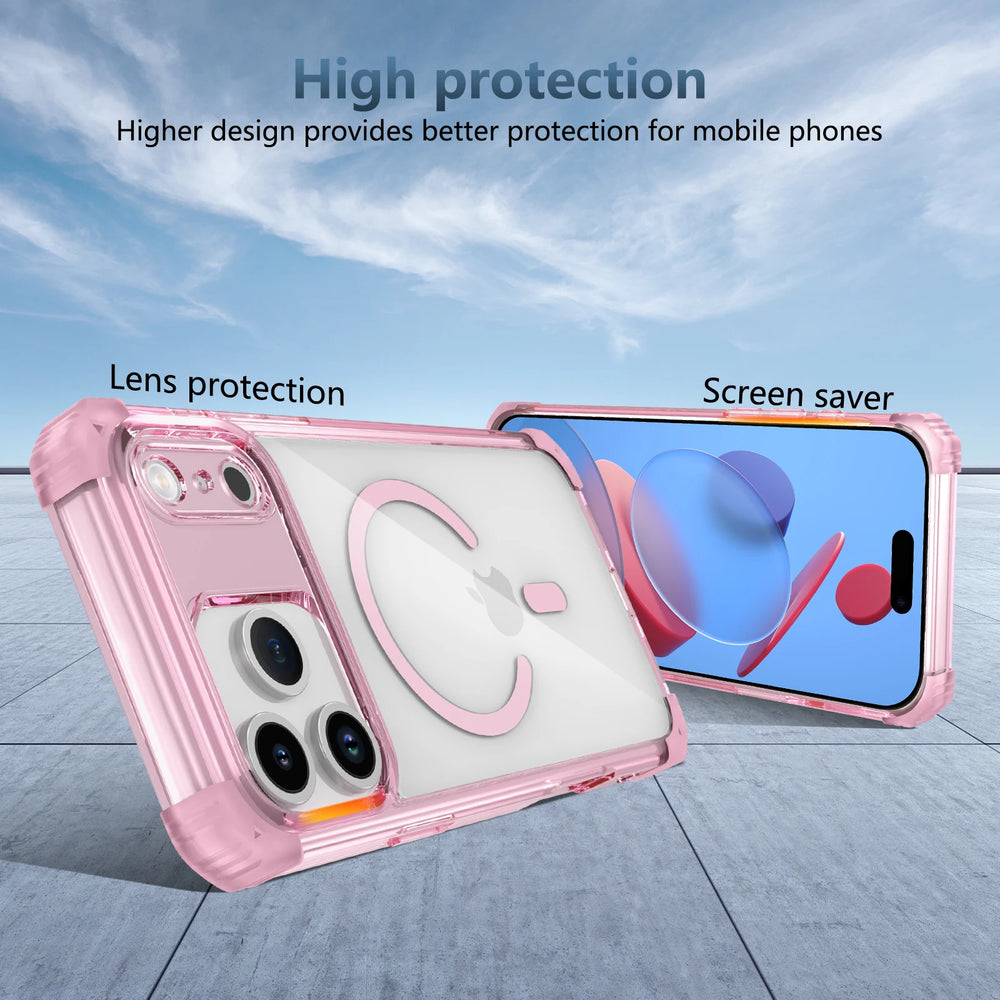 Armor Shockproof Magnetic Transparent Case For iPhone