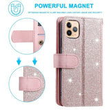Luxury Leather Glitter Powder Wallet Case for iPhone