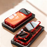 360 ° Full Protection Metal Magnetic Double-Sided Glass Snap Lock Case For iPhone