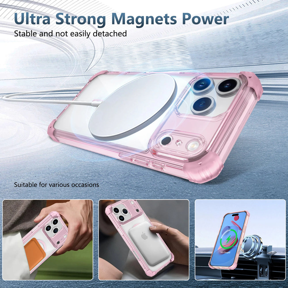 Armor Shockproof Magnetic Transparent Case For iPhone