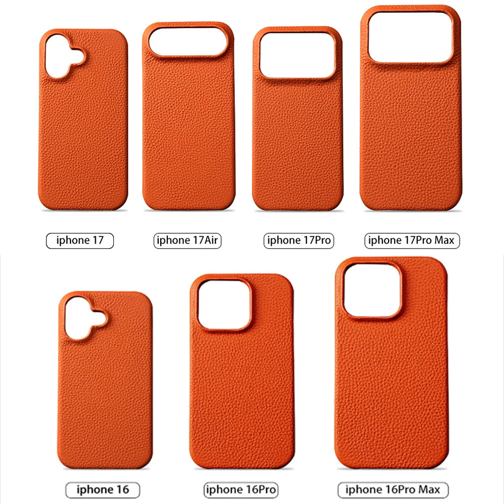 Natural Cowhide Leather Magnetic Case for iPhone