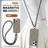 Long Crossbody Strap Magnetic Liquid Silicone Case For iPhone