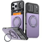 Slide Camera Hybrid Wallet Shockproof Magnetic Case For iPhone