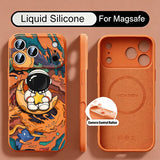 Magnetic Liquid Silicone Cartoon Astronaut Case For iPhone
