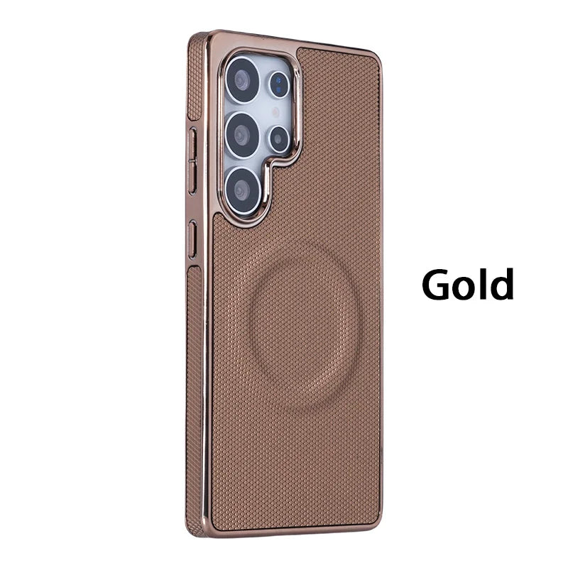 Leather Plating Soft Edge Magnetic Case for Samsung