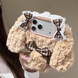 Cute Bowknot Bunny Fur Case For iPhone