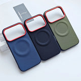 Magnetic Woven Leather Back Anti-Fingerprint Case for iPhone