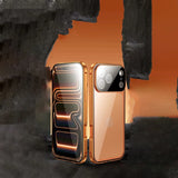 360 ° Full Protection Metal Magnetic Double-Sided Glass Snap Lock Case For iPhone