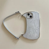 Glitter Drop Glue Plating Handbag Leather Strap Case For iPhone
