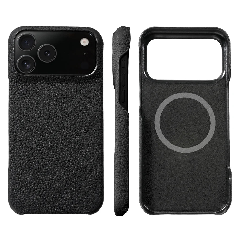 Natural Cowhide Leather Magnetic Case for iPhone