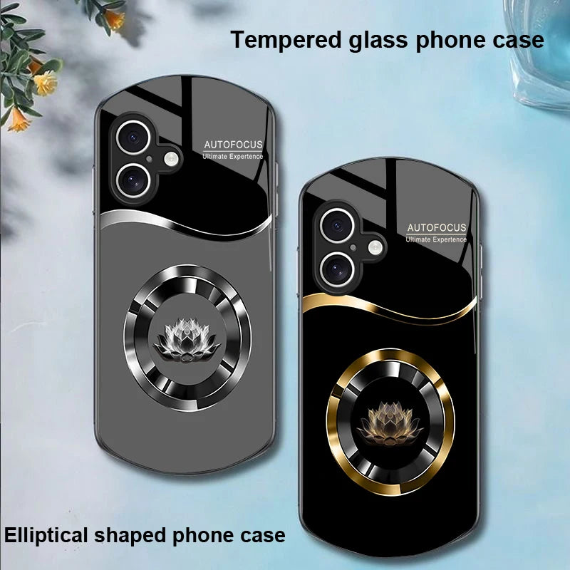 Circle Lotus Shaped Tempered Glass Case For iPhone