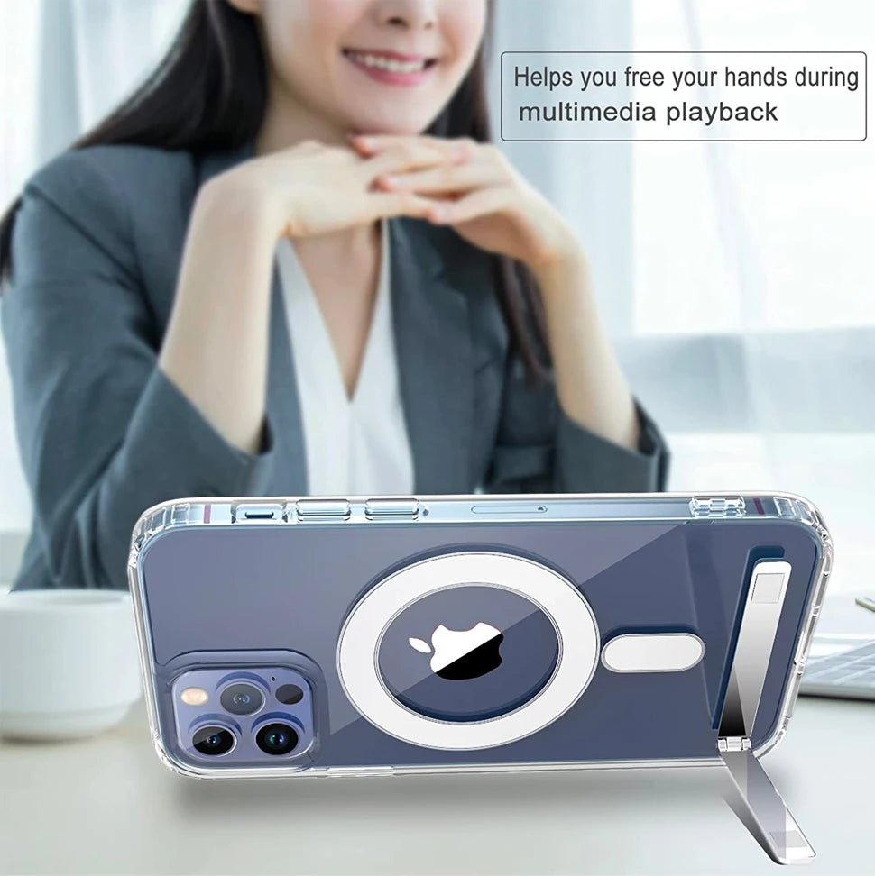 Clear Magnetic with Kickstand Case for iPhone