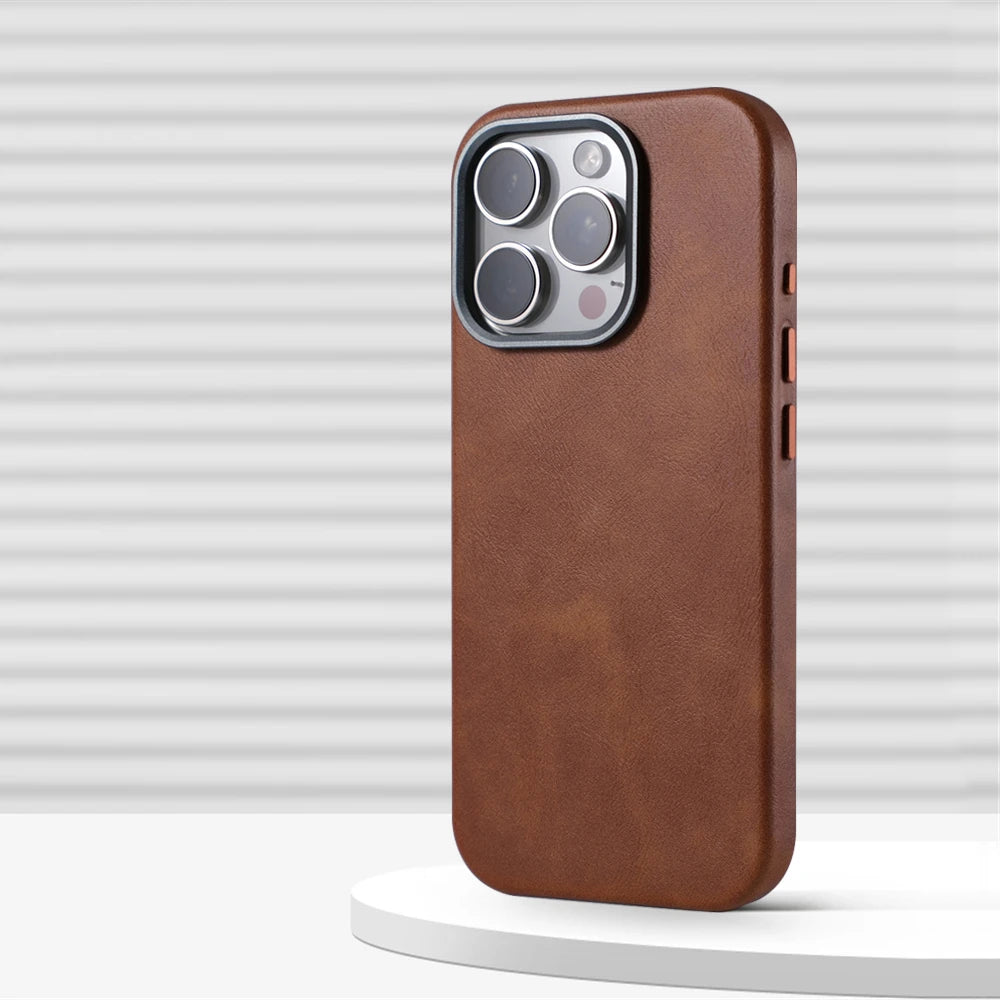 Luxury Business Retro Leather Magnetic Case For iPhone