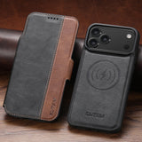 Leather Magnetic Flip Card Holder Case For iPhone