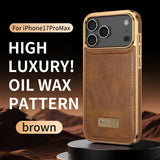 Leather Magnetic Attraction Metal Buttons Case For iPhone