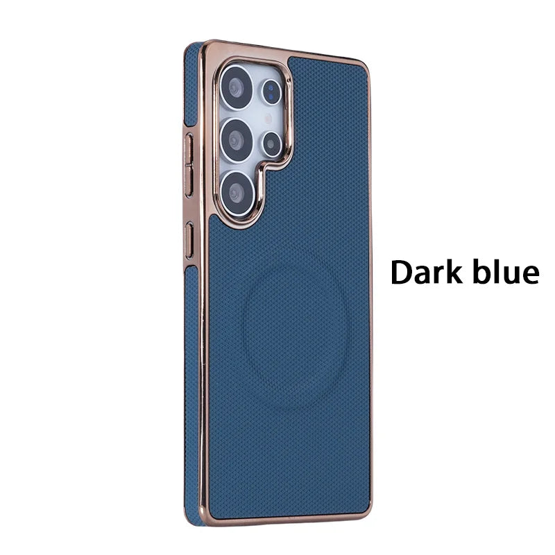 Leather Plating Soft Edge Magnetic Case for Samsung