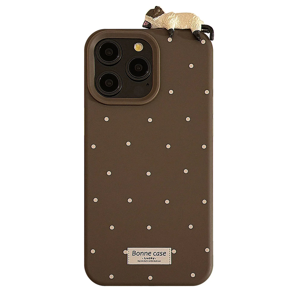 Cute 3D Cat Decorative Polka Dot Case for iPhone