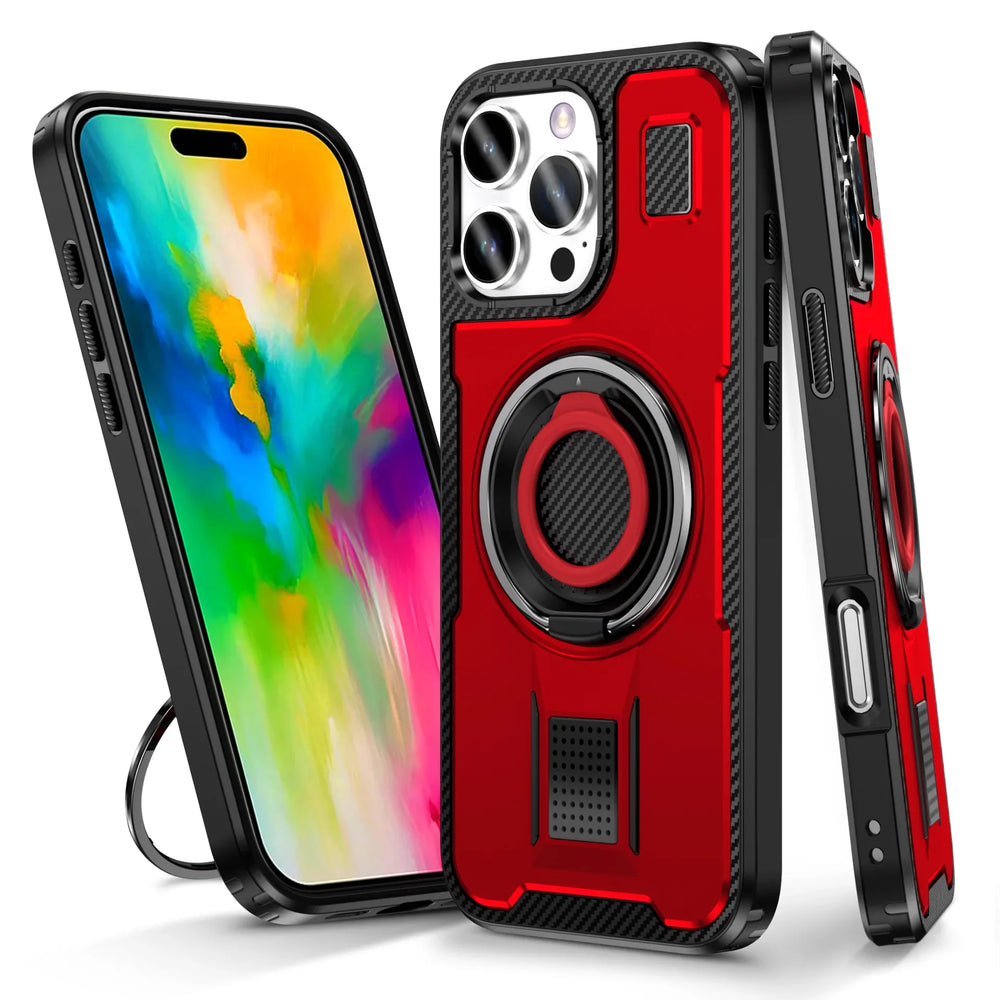 Shockproof Ring Holder Carbon Fiber Case For iPhone